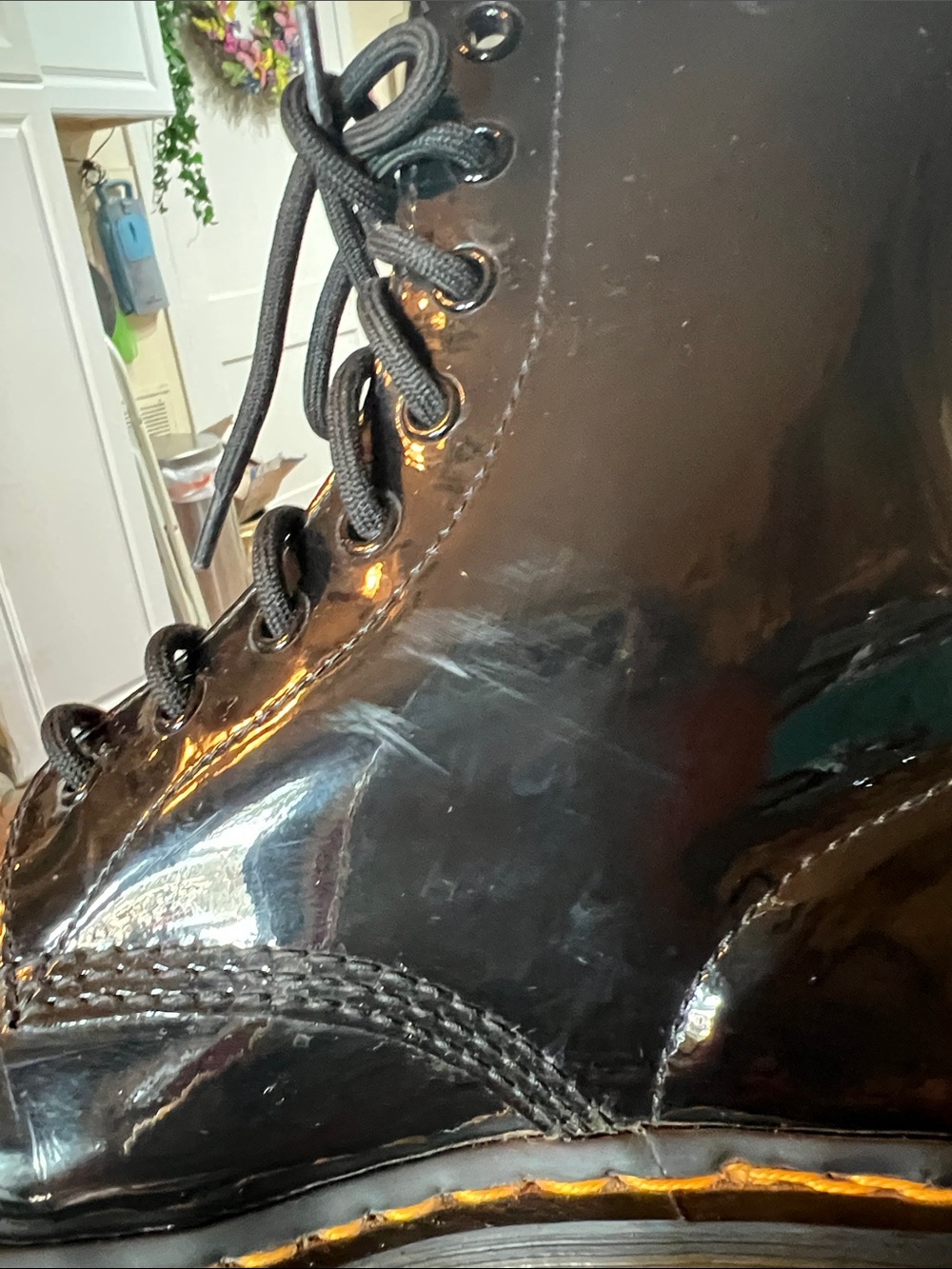 Classic Dr Martens Black Patent Lace-Up Combat Boots - Picture 6 of 6